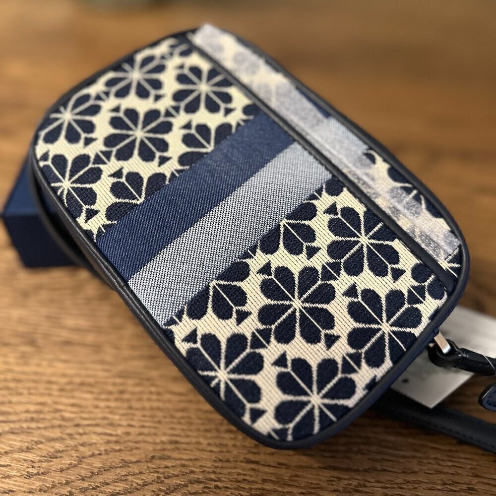 NWT! New! Kate Spade Spade Flower Jacquard Everything Mini Camera Bag Blue Multi - Picture 4 of 8